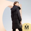 【MYVEGA 麥雪爾】MA超大口袋保暖寬鬆長版連帽羽絨外套-黑(冬季大衣/羽絨外套)