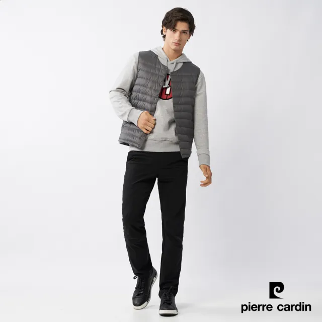 【pierre cardin 皮爾卡登】網路獨家 男款 無印簡約風兩穿圓領V領羽絨背心-灰色(7235371-98)