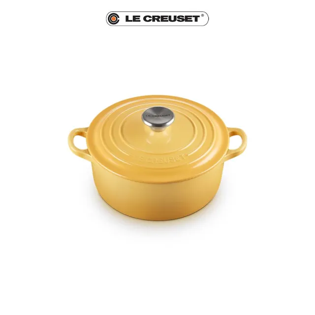 Le Creuset】琺瑯鑄鐵鍋圓鍋20cm(蜂蜜黃-鋼頭-內鍋白) - momo購物網