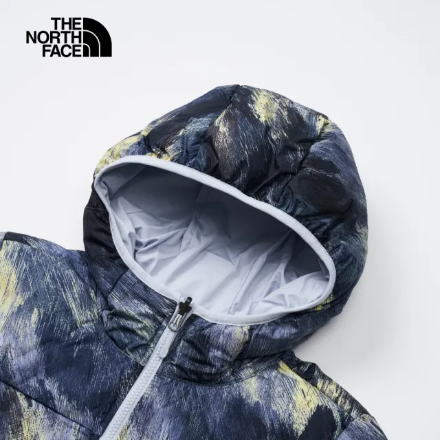 【The North Face 官方旗艦】北面女款藍色防潑水保暖兩面穿連帽羽絨外套｜83OKOW1