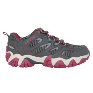 【LOTTO】女防水登山越野慢跑鞋-運動 戶外 反光 深灰紫紅(LT3AWO8968)