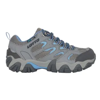 【LOTTO】女防水登山越野慢跑鞋-運動 戶外 反光 灰水藍(LT3AWO8966)