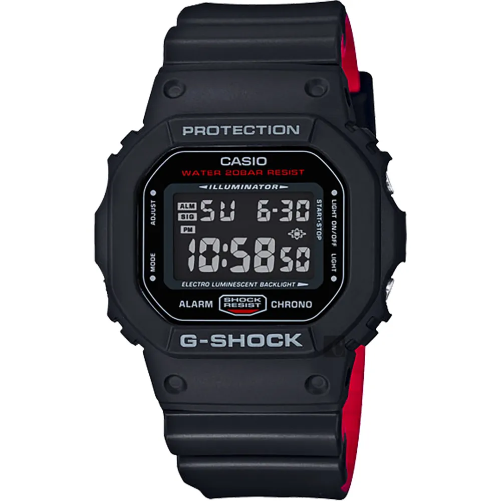 【CASIO 卡西歐】G-SHOCK 經典人氣電子錶-紅黑 畢業禮物(DW-5600HR-1)