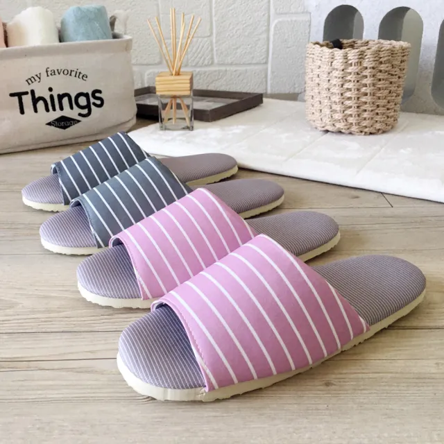 【iSlippers】台灣製造-療癒系舒活布質室內拖鞋(條紋款-6雙組)