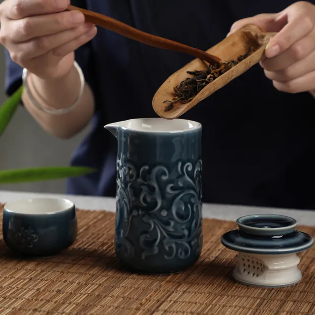 【乾唐軒】繁華盛世陶瓷泡茶器(一壺+二杯 / 4色 / 交換禮物)