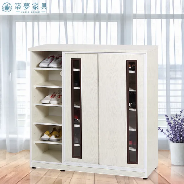 【Build dream 築夢家具】3.6尺 防水塑鋼 左半開放 滑門鞋櫃