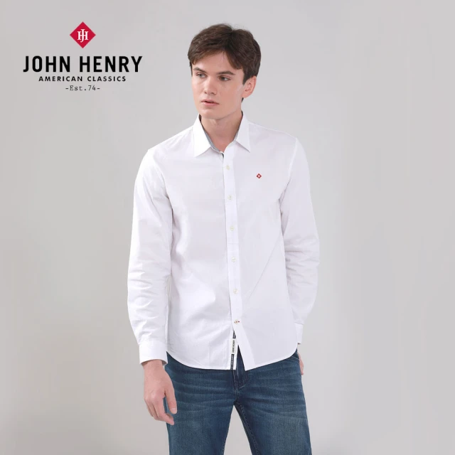 【JOHN HENRY】素面長袖襯衫-白色
