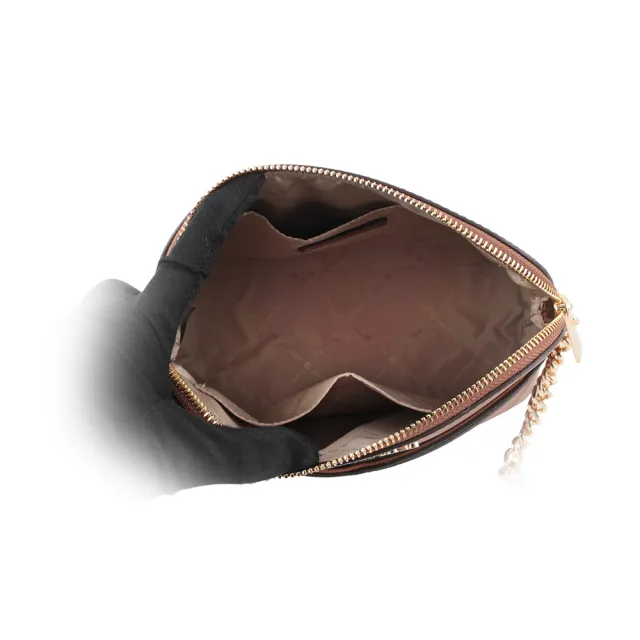 【Michael Kors】金字防刮皮革口袋貝殼包(焦糖色)