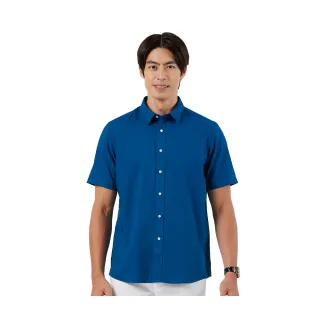 【Blue River 藍河】男裝 藍色短袖襯衫-經典時尚基本款(日本設計 舒適穿搭)