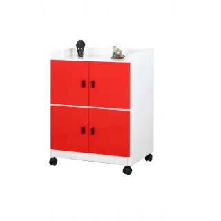 【艾蜜莉的家】2.1尺塑鋼紅白色活動置物櫃 收納櫃(可改固定腳粒-電聯時請先告知)