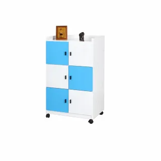 【艾蜜莉的家】2.7尺塑鋼藍白色活動置物櫃 收納櫃(可改固定腳粒-電聯時請先告知)