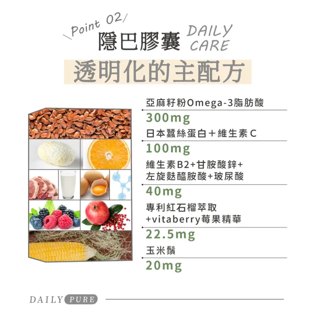 【MIHONG米鴻生醫】隱巴3盒(30顆/盒 添加亞麻仁.蠶絲蛋白.維生素C.麩醯胺酸.紅石榴.透明質酸鈉)