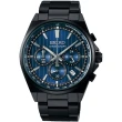 【SEIKO 精工】CS系列 條紋設計 三眼計時腕錶 41mm(SBTR035J/8T63-01T0U 黑X藍)