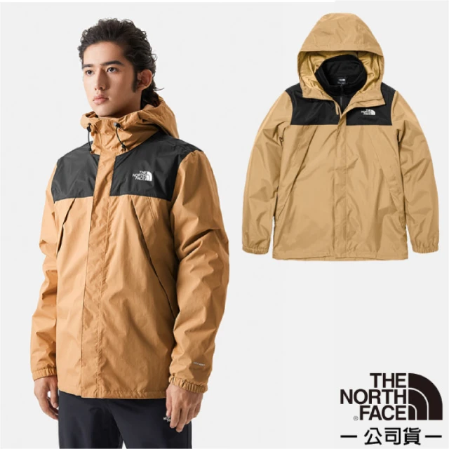 The North Face 男 3效能 防水透氣防風耐磨連帽二件式外套.夾克.風雨衣.雪衣(7W7T-KOM 杏仁黃)