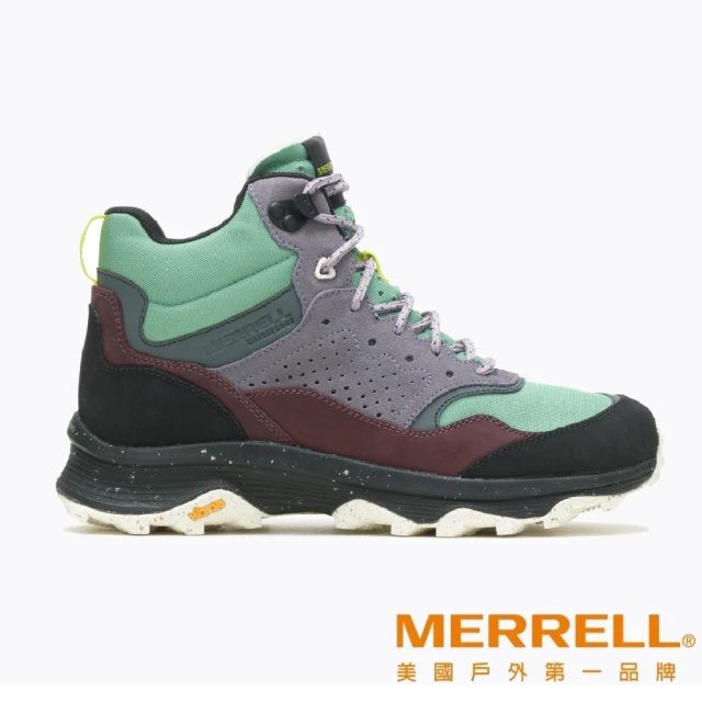 【MERRELL】SPEED SOLO MID WATERPROOF防水中筒麂皮登山鞋 綠灰 女(ML005098)