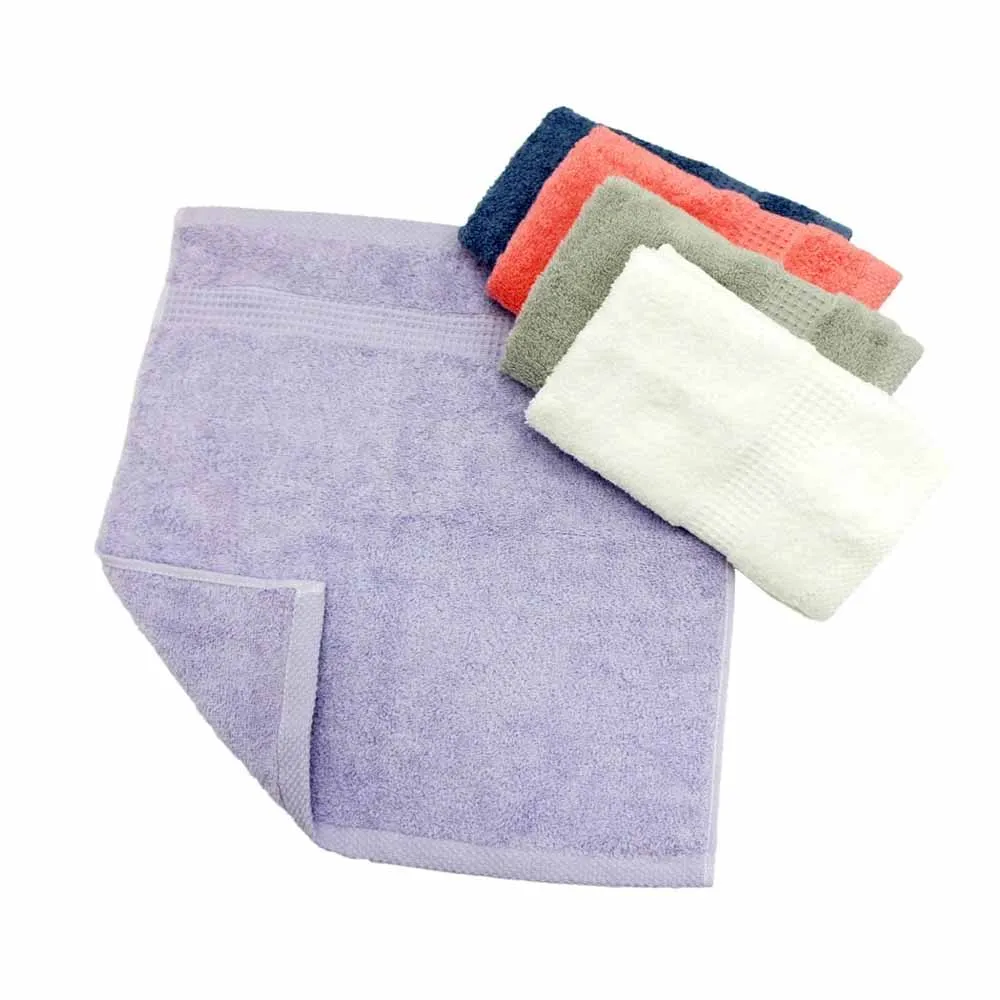 【台隆手創館】MORINO台灣製有機棉歐色緞條方巾(紫/灰藍/白)