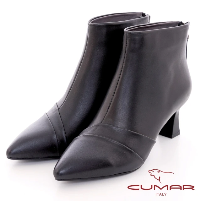 CUMAR 層疊後拉鍊造型跟短靴(黑色)優惠推薦
