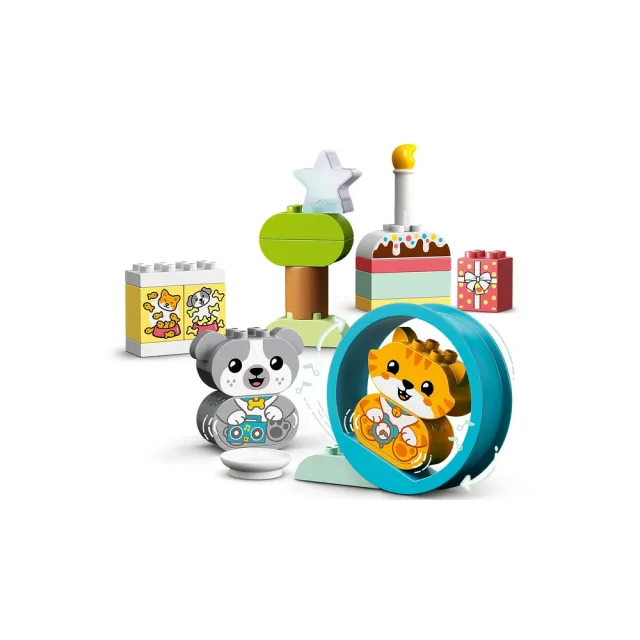 【LEGO 樂高】得寶系列 10977 我的第一隻有聲小狗和小貓(嬰兒玩具 啟蒙玩具 DIY積木)