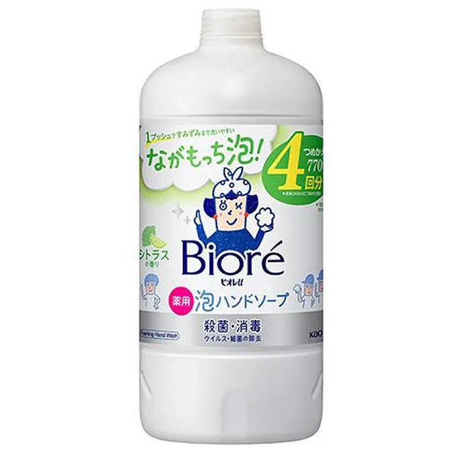 【Kao 花王】Biore u  泡沫洗手慕絲 特大補充瓶-770ml(綿密泡沫)