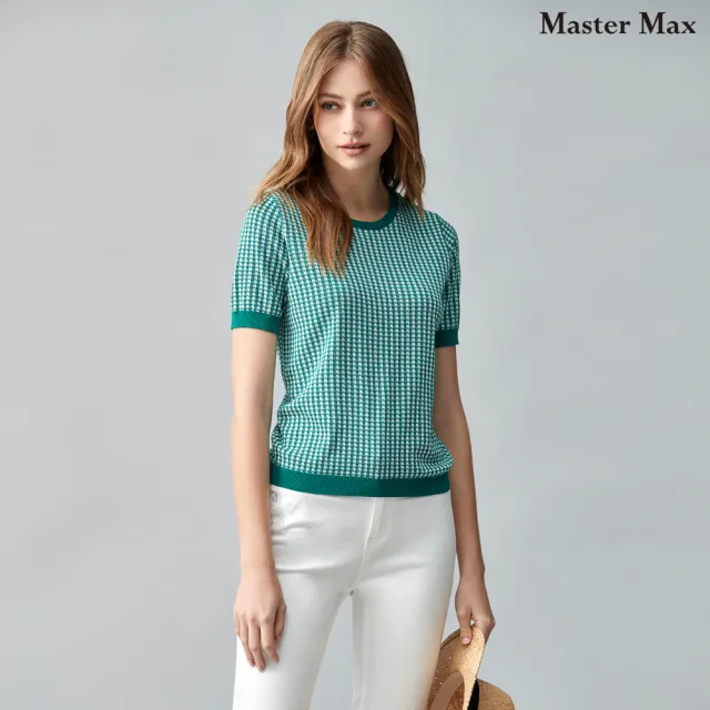 【Master Max】莫代爾棉質千鳥格紋短袖針織上衣(8318029)