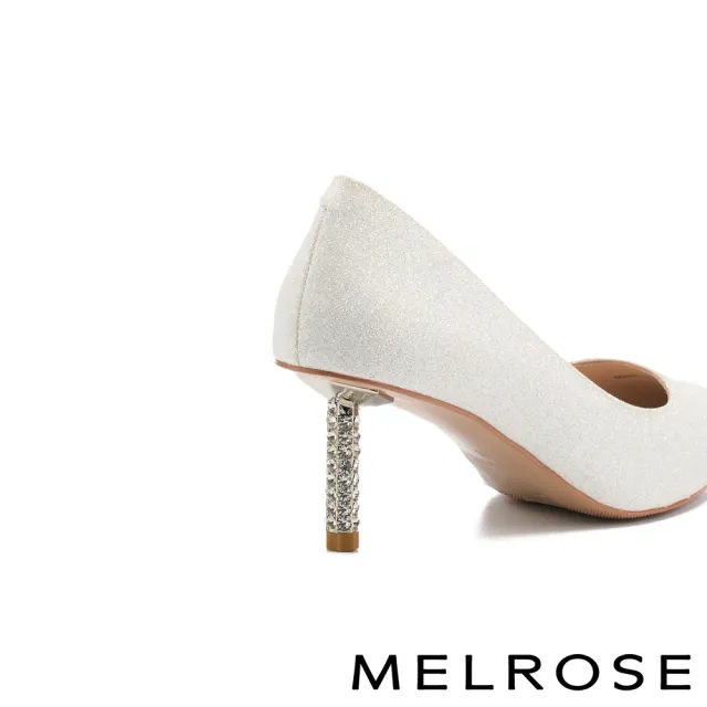 【MELROSE】璀璨奢華絢麗晶鑽尖頭高跟鞋(白)
