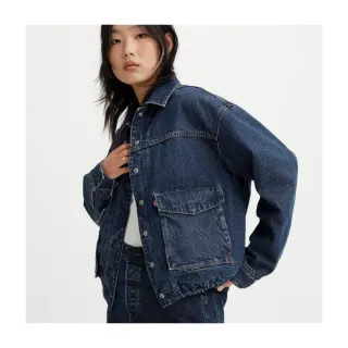 【LEVIS 官方旗艦】Wellthread環境友善系列 女 工裝落肩牛仔外套/格紋內裏/下擺抽繩 熱賣單品 A6156-0000