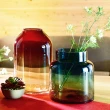 【YU Living 信歐傢居】北歐風漸層小口徑玻璃花瓶 花器(高26cm/漸層紅色)