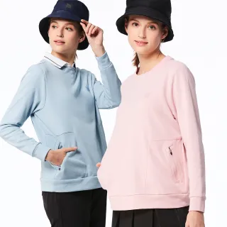 【Lynx Golf】首爾高桿風格！女款法國毛巾布混紡材質拉鍊口袋大學T造型長袖POLO衫/高爾夫球衫(二色)