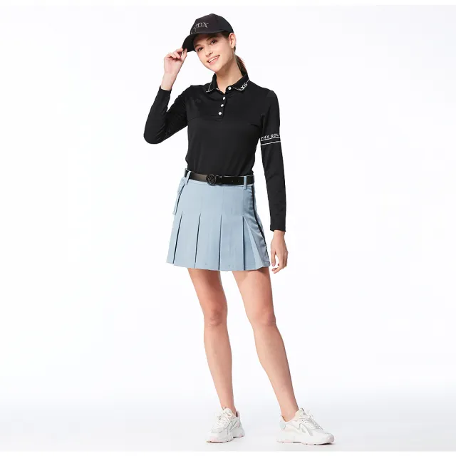 【Lynx Golf】首爾高桿風格！女款彈性舒適百摺裙款式貼袋設計反光織帶造型運動褲裙(二色)
