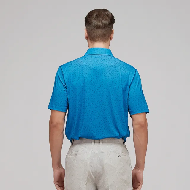 【JOHN DUKE 約翰公爵】男  吸濕排汗 速乾抗UV襯衫領印花胸袋 短袖 POLO衫_藍(20-3V1836)