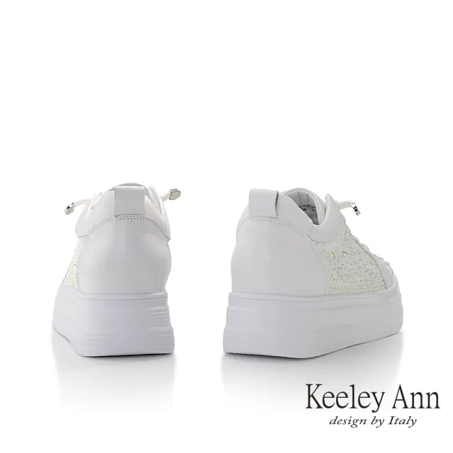 【Keeley Ann】電繡鑽飾內增高休閒鞋(白色376822440-Ann系列)
