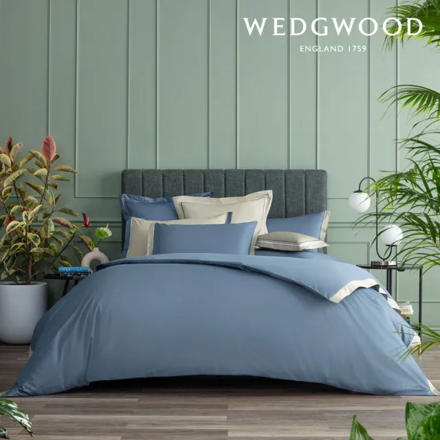 【WEDGWOOD】500織長纖棉Bi-Color薩佛系列素色鬆緊床包-迷霧灰(特大210x180cm)