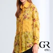 【GLORY21】品牌魅力款-etc.棉質雙口袋印花水鑽長袖襯衫(黃色)