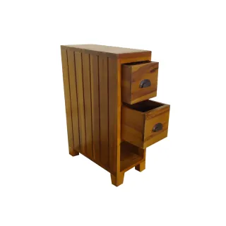 【吉迪市柚木家具】柚木雙抽邊櫃 UNC1-09S2(收納櫃 木櫃 邊几 抽屜 桌腳)
