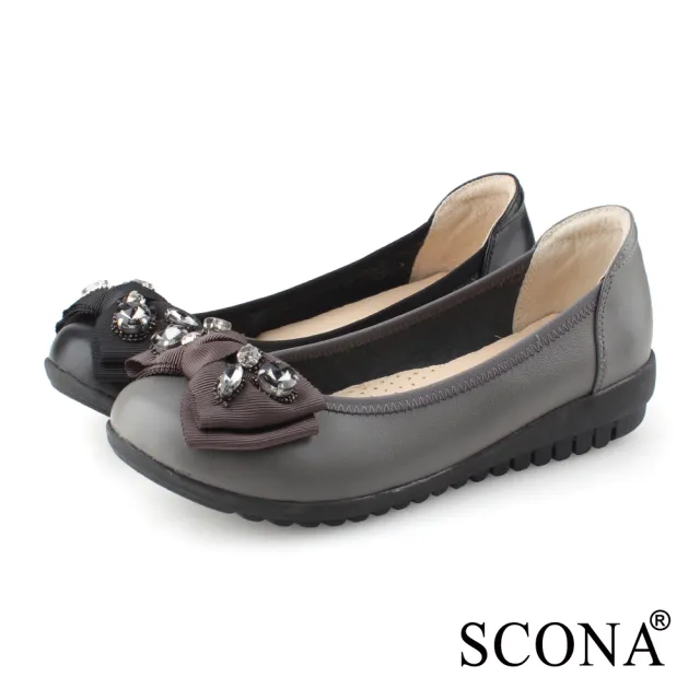 【SCONA 蘇格南】全真皮 甜美舒適娃娃鞋(黑色 31202-1)