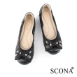 【SCONA 蘇格南】全真皮 甜美舒適娃娃鞋(黑色 31202-1)