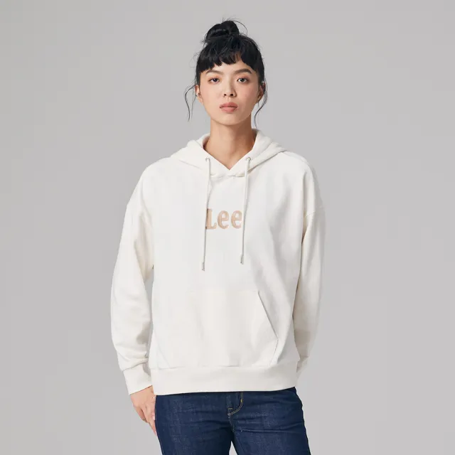 【Lee】女裝 長袖帽T / 胸前刺繡 LOGO 共2色 Oversized版型(LB330037K11 / LB330037K15)