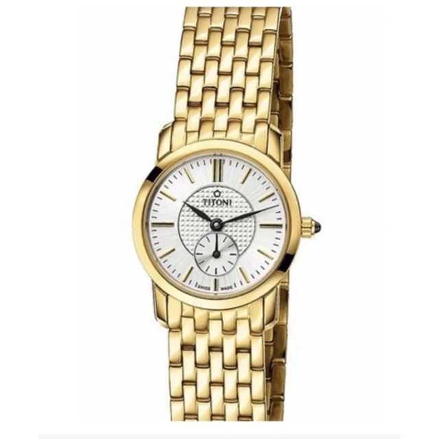 【TITONI 梅花錶】官方授權T1 女 纖薄系列 金色小秒針時尚腕錶-錶徑24.5mm-贈高檔6入收藏盒(TQ42917G-380)