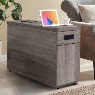 【ASSARI】雅婷MIT木芯板插座沙發邊櫃-附面紙盒功能
