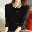 【MsMore】法國典雅小香風釘珠羊羊绒針織外套#110658(黑)