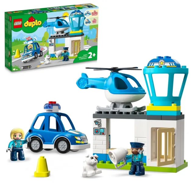 【LEGO 樂高】得寶系列 10959 警察局與直升機(玩具車 學齡前玩具 男孩玩具 女孩玩具 DIY積木)