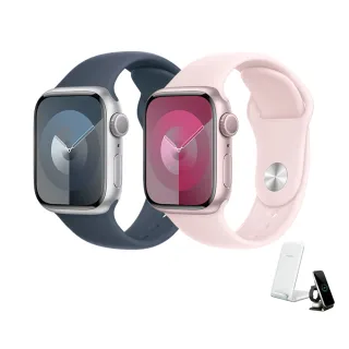 三合一無線充電座組【Apple 蘋果】Apple Watch S9 GPS 45mm(鋁金屬錶殼搭配運動型錶帶)