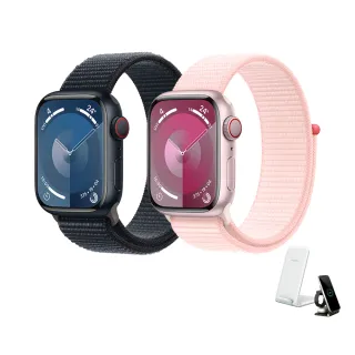 三合一無線充電座組【Apple 蘋果】Apple Watch S9 LTE 45mm(鋁金屬錶殼搭配運動型錶環)