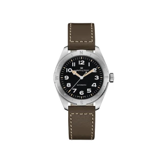 【HAMILTON 漢米爾頓】卡其陸戰遠征Expedition腕錶41mm(自動上鍊 中性 皮革錶帶 H70315830)