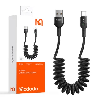 【麥多多Mcdodo】USB對Type-c伸縮彈簧充電線(傳輸線 數據線 快充線 Type-C充電線 安卓 2A充電線 支援QC4.0)