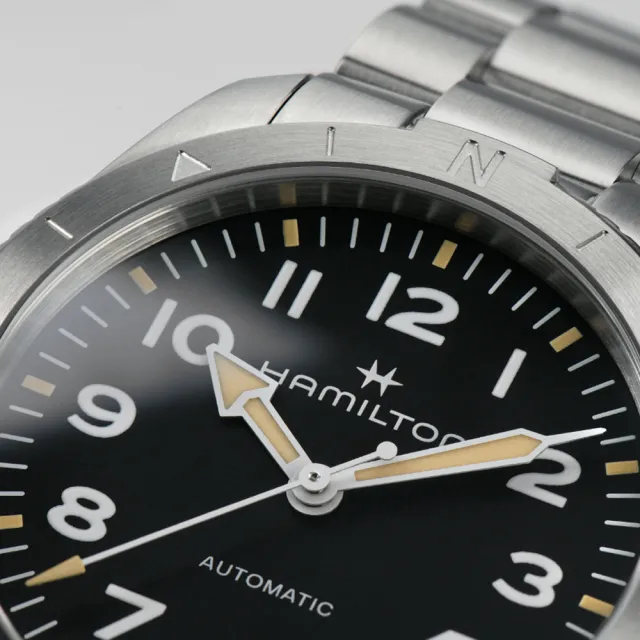 【HAMILTON 漢米爾頓】卡其陸戰遠征Expedition腕錶41mm(自動上鍊 中性 不鏽鋼錶帶 H70315130)