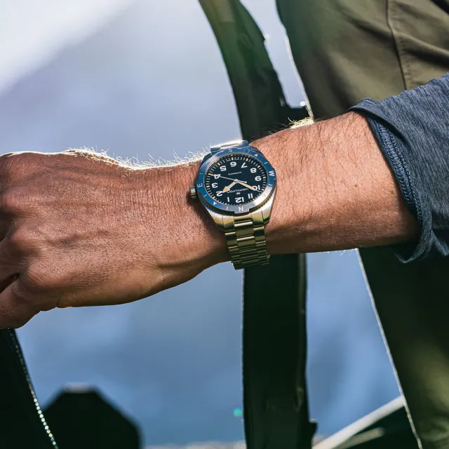 【HAMILTON 漢米爾頓】卡其陸戰遠征Expedition腕錶41mm(自動上鍊 中性 不鏽鋼錶帶 H70315130)