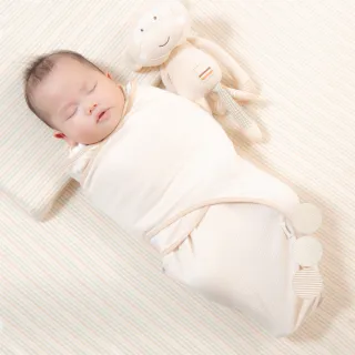 【Gennies 奇妮】有機棉寶寶包巾-焦糖棕(嬰兒包巾 新生兒 三用包法)