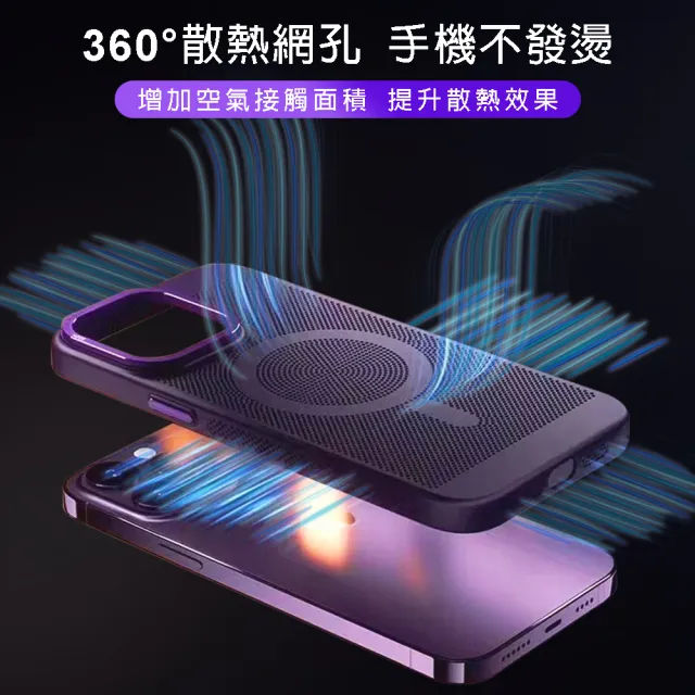 【RedMoon】APPLE iPhone 15 Pro 6.1吋 磁吸冰磁散熱手機殼 鏡頭增高防摔降溫抗指紋(i15Pro)