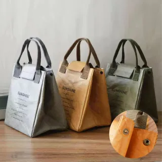 【Sayaka 紗彌佳】交換禮物 真皮包包  午餐袋 保溫袋 日系文青質感防水杜邦牛皮紙保溫保冷午餐袋 收